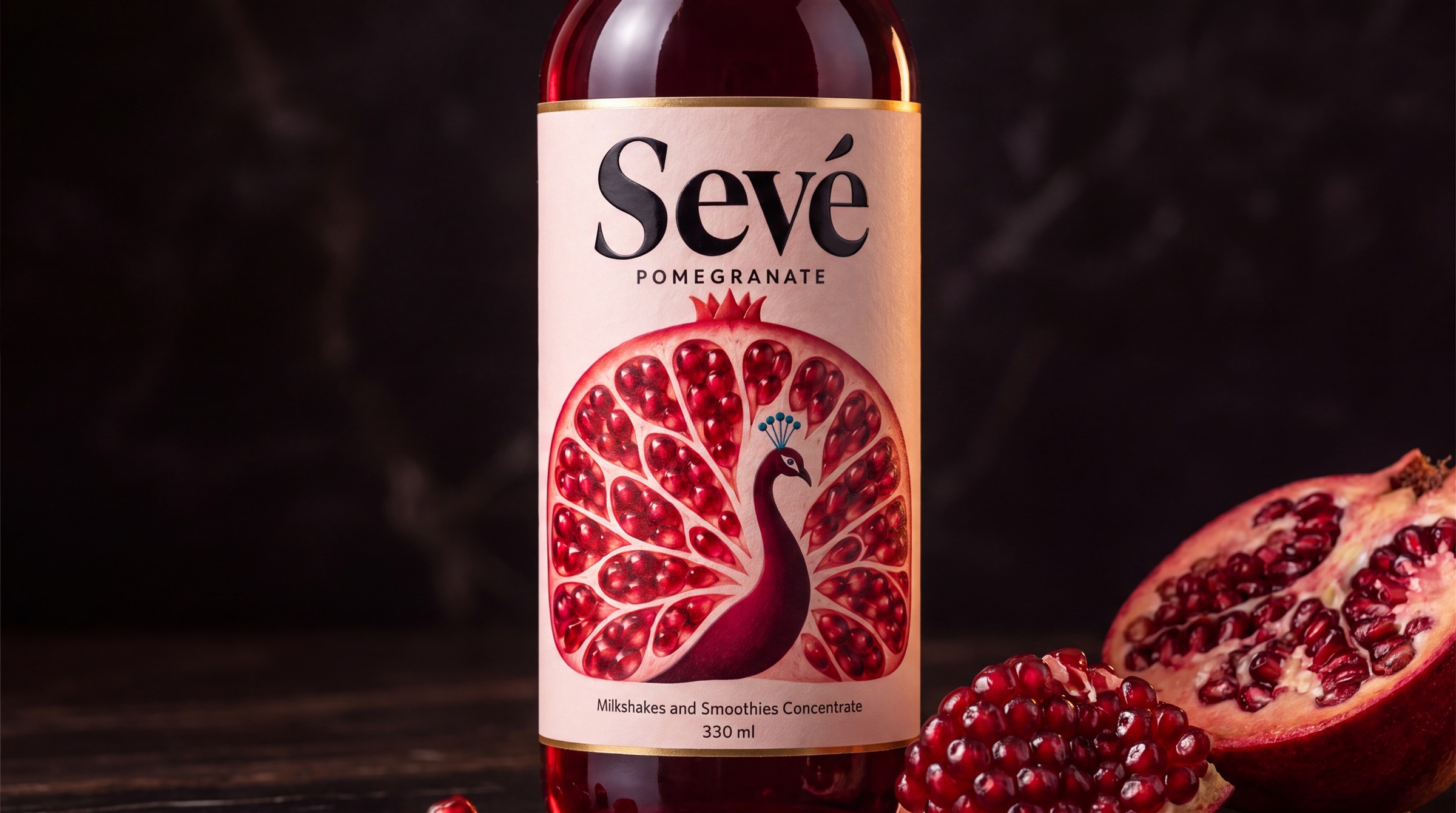 SEVÉ pomegranate packaging close-up